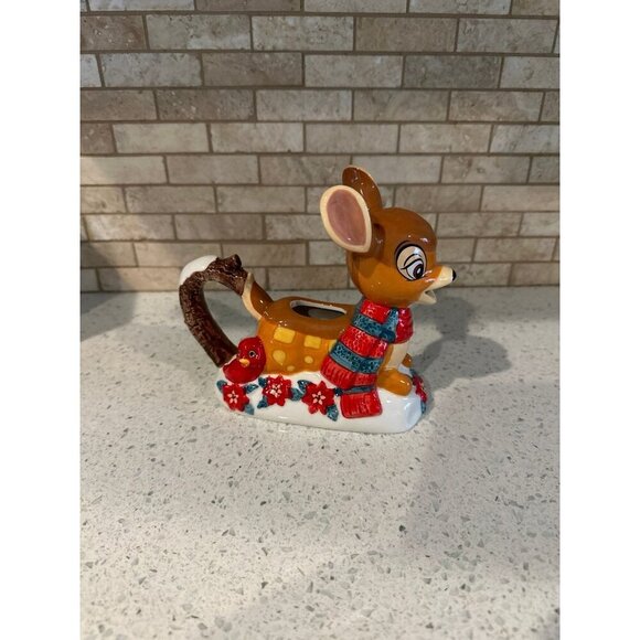 Disney Parks Bambi Christmas Holiday Thanksgiving Ceramic Creamer Pitcher - Picture 4 of 4